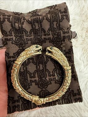 Roberto Cavalli Gold-Tone Double Snake Crystal Bracelet - Women Accessories